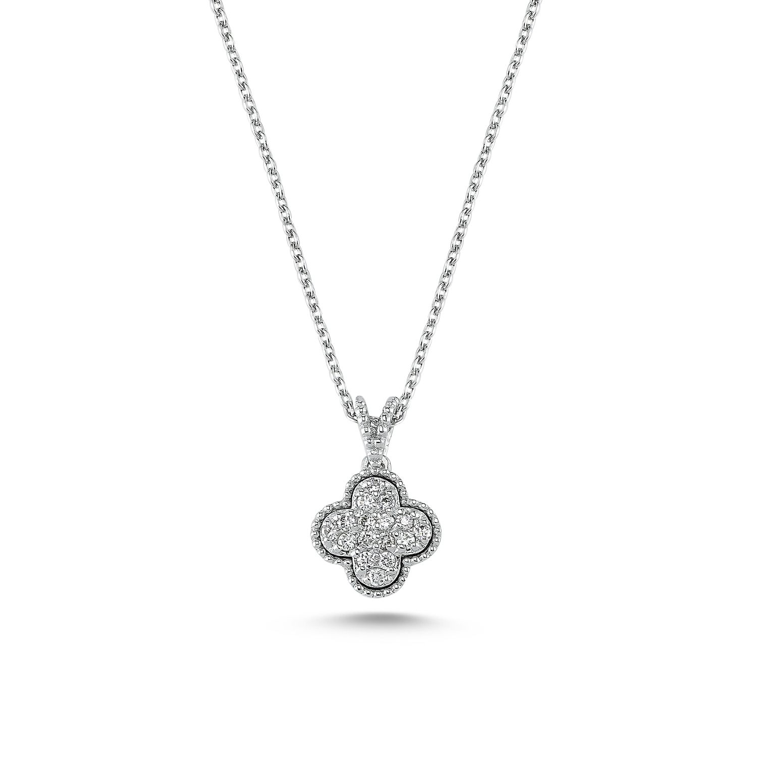 0,12 Ct Pırlantalı Yonca Kolye