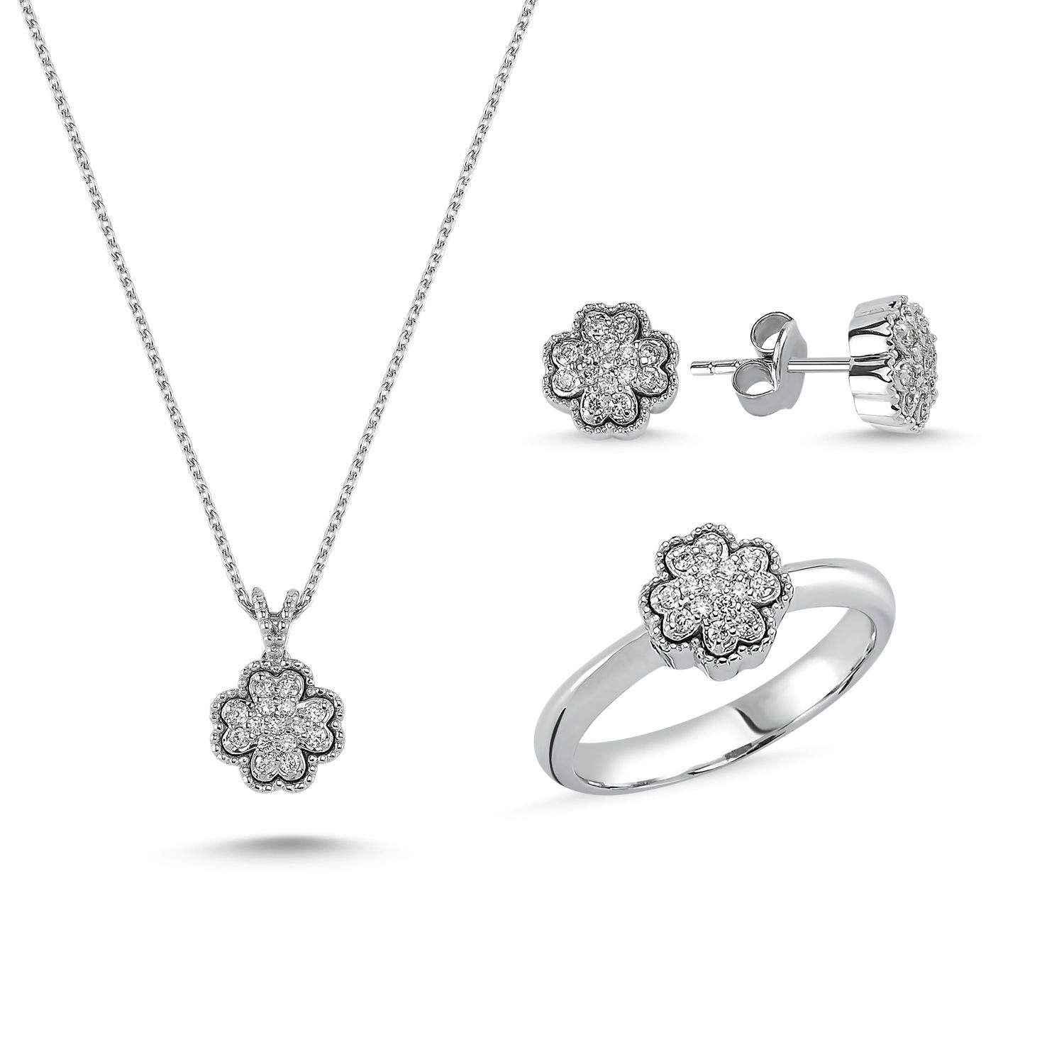 0,48 Ct Pırlantalı Yonca Set