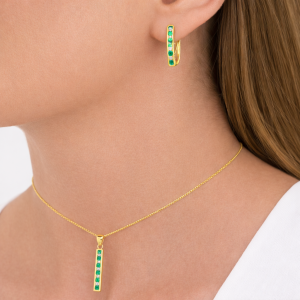 0,58 Ct Zümrütlü Pırlantalı Harem Takım