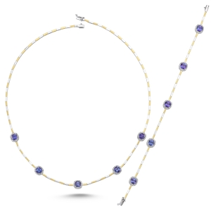 9,41 Ct 5 Oval Tanzanitli Çevresi Pırlantalı Takım