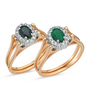 1,38 Ct Safirli Zümrütlü Takla Yüzük