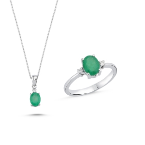 2,36 Ct Pırlantalı Zümrüt Set