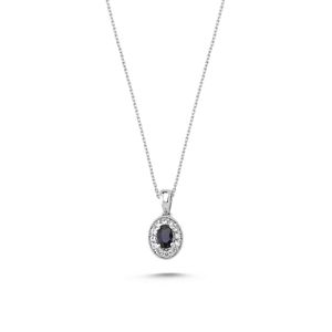 0,86 Ct Oval Ortası Safir Kolye