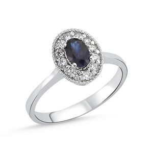 0,88 Ct Oval Ortası Safir Yüzük