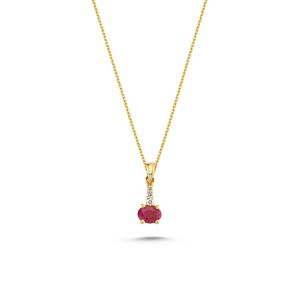 0,88 Ct Yakutlu Üstü Pırlantalı Kolye
