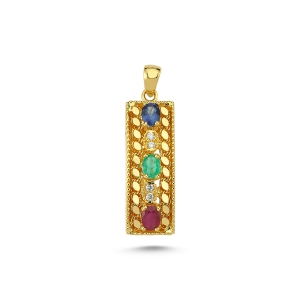 0,60 Ct Pullu Karışık Renk Harem Kolye