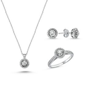 0,72 Ct Pırlantalı 3lü Set efekt