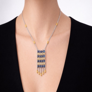 4,46 Ct Safirli Pırlantalı Harem Tek Kolye