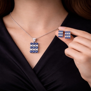 5,94 Ct safirli Pırlantalı Harem Takım