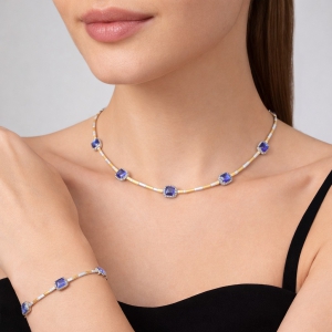 9,41 Ct 5 Oval Tanzanitli Çevresi Pırlantalı Takım